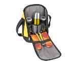 Набор для пикника: термос на 500 мл, 2 кружки, 2 ложки, салфетки, емкости для сахара и специй в удивительно удобной сумке с ремнем на плечо, желтый