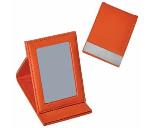 Зеркало; оранжевый; 11,2х7,7х1,3 см; искусственная кожа, металл; лазерная гравировка