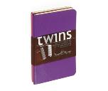 Набор блокнотов Twins (2шт, фиолетовый+розовый), А6, бежевый блок, без обреза, ляссе, 40 листов